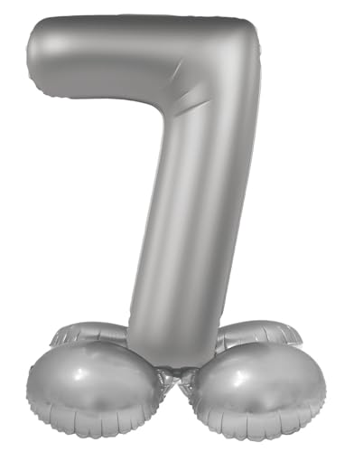Folat 10537 Luftballon Silber Stehender Folienballon Zahl 7-Moonlight Silver-Satin Gloss-72 cm-Party Deko Ballon für Kinder Geburtstag Jubiläum, kein Helium erforderlich, 72 cm Folat 10537 Luftballon Silber Stehender Folienballon Zahl 7-Moonlight Silver-Satin Gloss-72 cm-Party Deko Ballon für Kinder Geburtstag Jubiläum, kein Helium erforderlich, 72 cm von Folat