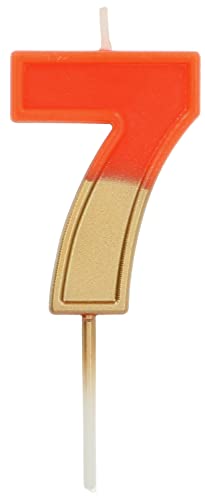 Folat 18707 Kerze Retro Ziffer/Zahl 7 Orange von Folat