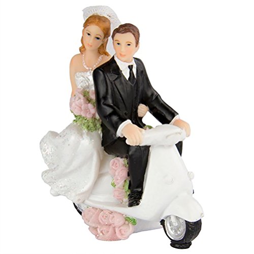 Folat 21280 - Hochzeitstorte Topper Figur auf Scooter Sortiert Paar - ca. 11 cm hoch von Folat