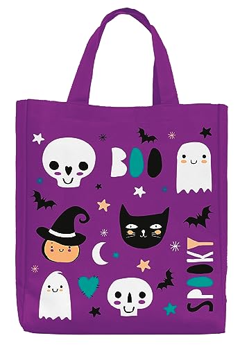 Folat 23854 23854-Happy Leckerli Taschen Lila,Tragetaschen Party Geschenktüten Wiederverwendbar mit Griffen für Halloween Süßes oder Saures Gastgeschenke für Kinder, Partytüte, Mehrfarbig von Folat