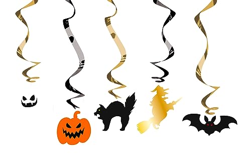 Folat 23861 23861-Happy Booo Dekoration Hängedeko Figuren Geist, Kürbis, Katze, Hexe, Fledermaus Schwarz, Orange, Gold fur Halloween Party Deko Kinder, Mehrfarbig Folat 23861 23861-Happy Booo Dekoration Hängedeko Figuren Geist, Kürbis, Katze, Hexe, Fledermaus Schwarz, Orange, Gold fur Halloween Party Deko Kinder, Mehrfarbig von Folat