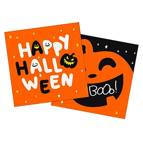 Folat 23868 - Happy Halloween Booo! - Halloween-Party-Servietten - 20 stück Bedruckte Halloween-Servietten 30 x 30 cm mit 'Happy Halloween', Kürbis Party Bar Decor Party Supplies, Süßes oder Saures Folat 23868 - Happy Halloween Booo! - Halloween-Party-Servietten - 20 stück Bedruckte Halloween-Servietten 30 x 30 cm mit 'Happy Halloween', Kürbis Party Bar Decor Party Supplies, Süßes oder Saures von Folat