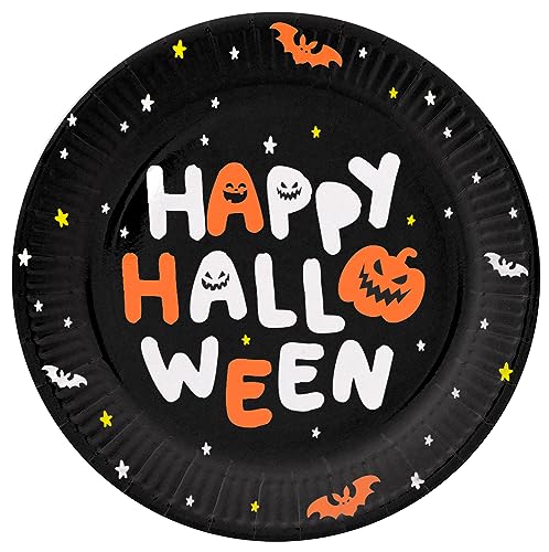Folat 23870 - Happy Halloween Booo! - Teller 23 cm - 8 Stück Schwarz Orange Kürbis Party Bar Decor Party Supplies Folat 23870 - Happy Halloween Booo! - Teller 23 cm - 8 Stück Schwarz Orange Kürbis Party Bar Decor Party Supplies von Folat