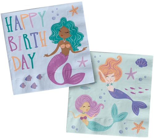 Folat 23928 Meerjungfrau Geburtstag Deko Blau mit Irisierende Glitzer - Servietten - Mermaid Magic - 33 x 33 cm - 20 Stück - Nixe Partygeschirr für Meerjungfrauparty Folat 23928 Meerjungfrau Geburtstag Deko Blau mit Irisierende Glitzer - Servietten - Mermaid Magic - 33 x 33 cm - 20 Stück - Nixe Partygeschirr für Meerjungfrauparty von Folat