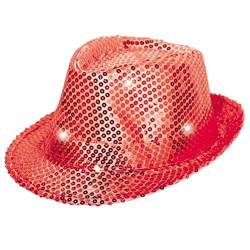 Folat 24075 Tribly Party Hut mit Pailletten und LED Beleuchtung, Unisex-Erwachsene, rot, Einheitsgröße von Folat