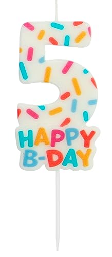 Folat 24115 Kuchen Kerze Cozy Sprinkles Ziffer/Zahl 5-7 cm Geburtstagskerzen für Geburtstag, Geburtstagsdeko, für Kinder Partys, Hochzeiten, Firmenfeiern, Jubiläen, Mehrfarbig, 7 cm von Folat