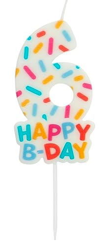 Folat 24116 Kuchen Kerze Cozy Sprinkles Ziffer/Zahl 6-7 cm Geburtstagskerzen für Geburtstag, Geburtstagsdeko, für Kinder Partys, Hochzeiten, Firmenfeiern, Jubiläen, Mehrfarbig, 7 cm von Folat