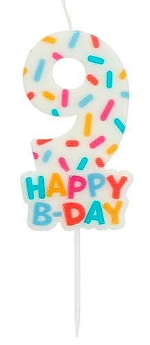 Folat 24119 Kuchen Kerze Cozy Sprinkles Ziffer/Zahl 9-7 cm Geburtstagskerzen für Geburtstag, Geburtstagsdeko, für Kinder Partys, Hochzeiten, Firmenfeiern, Jubiläen, Mehrfarbig, 7 cm von Folat
