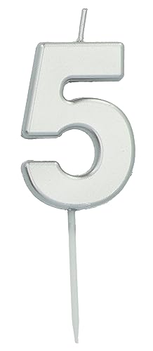 Folat 24135 Kuchen Kerze Ziffer/Zahl 5 Silber-5 cm Geburtstagskerzen für Geburtstag, Geburtstagsdeko, für Kinder Partys, Hochzeiten, Firmenfeiern, Jubiläen Folat 24135 Kuchen Kerze Ziffer/Zahl 5 Silber-5 cm Geburtstagskerzen für Geburtstag, Geburtstagsdeko, für Kinder Partys, Hochzeiten, Firmenfeiern, Jubiläen von Folat