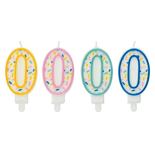 Folat 24170 Kuchen Kerze Sprinkles Ziffer/Zahl 0 Sortiert-9 cm Geburtstagskerzen für Geburtstag, Geburtstagsdeko, für Kinder Partys, Hochzeiten, Firmenfeiern, Jubiläen, Mehrfarbig von Folat