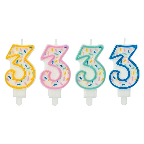 Folat 24173 Kuchen Kerze Sprinkles Ziffer/Zahl 3 Sortiert - 9 cm Geburtstagskerzen für Geburtstag, Geburtstagsdeko, für Kinder Partys, Hochzeiten, Firmenfeiern, Jubiläen von Folat
