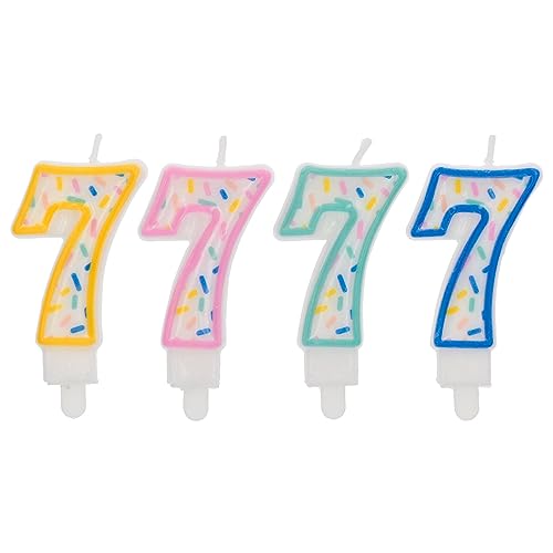Folat 24177 Kuchen Kerze Sprinkles Ziffer/Zahl 7 Sortiert-9 cm Geburtstagskerzen für Geburtstag, Geburtstagsdeko, für Kinder Partys, Hochzeiten, Firmenfeiern, Jubiläen, Mehrfarbig von Folat
