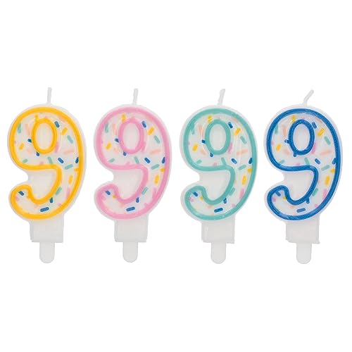Folat 24179 Kuchen Kerze Sprinkles Ziffer/Zahl 9 Sortiert-9 cm Geburtstagskerzen für Geburtstag, Geburtstagsdeko, für Kinder Partys, Hochzeiten, Firmenfeiern, Jubiläen, Mehrfarbig von Folat
