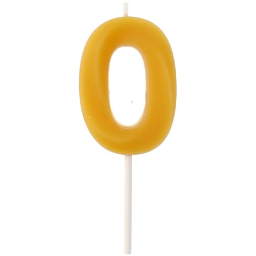 Folat 24300 ECO 0-Bienenwachs-4,5 cm-Geburtstag Zahlen Kerzen Tropfbeständig, Brennt länger, Honigduft, Gelb Folat 24300 ECO 0-Bienenwachs-4,5 cm-Geburtstag Zahlen Kerzen Tropfbeständig, Brennt länger, Honigduft, Gelb von Folat