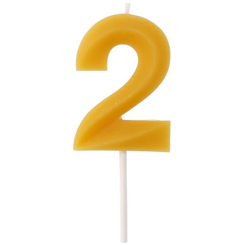 Folat 24302 ECO 2-Bienenwachs-4,5 cm-Geburtstag Zahlen Kerzen Tropfbeständig, Brennt länger, Honigduft, Gelb Folat 24302 ECO 2-Bienenwachs-4,5 cm-Geburtstag Zahlen Kerzen Tropfbeständig, Brennt länger, Honigduft, Gelb von Folat