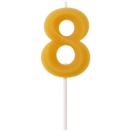 Folat 24308 ECO 8-Bienenwachs-4,5 cm-Geburtstag Zahlen Kerzen Tropfbeständig, Brennt länger, Honigduft, Gelb Folat 24308 ECO 8-Bienenwachs-4,5 cm-Geburtstag Zahlen Kerzen Tropfbeständig, Brennt länger, Honigduft, Gelb von Folat