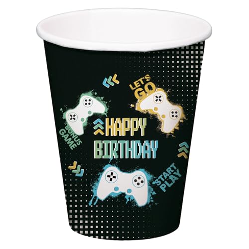 Folat 24965 Videospiel Party Zubehör Trinkbecher - Level Up - 250 ml - 8 Stück - Geburtstag Spiel Party Geschirr, Schwarz Folat 24965 Videospiel Party Zubehör Trinkbecher - Level Up - 250 ml - 8 Stück - Geburtstag Spiel Party Geschirr, Schwarz von Folat