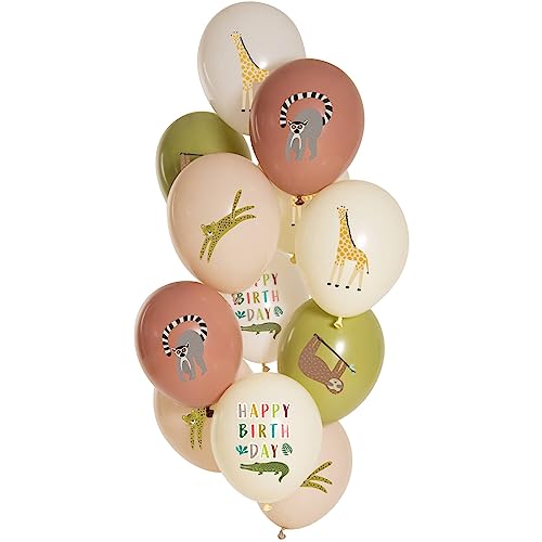 Folat 25154 Luftballons Set Latex-Zoo 33cm-12 Stück-Für Geburtstag Kinder und Party Deko, Mehrfarbig von Folat