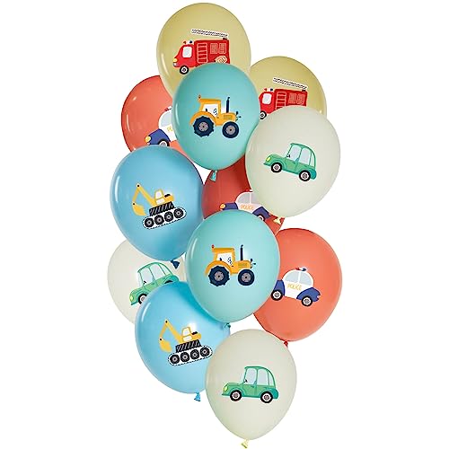 Folat 25156 Luftballons Set Latex-Car 33cm-12 Stück-Für Geburtstag Kinder und Party Deko, Mehrfarbig von Folat