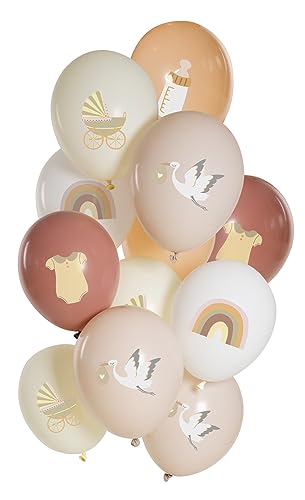 Folat 25157 Luftballons Set Latex - Sweet Baby 33cm - 12 Stück - Für Geburt Willkommen Zuhause Baby Empfang Partei Dekoration für Familie Partei von Folat