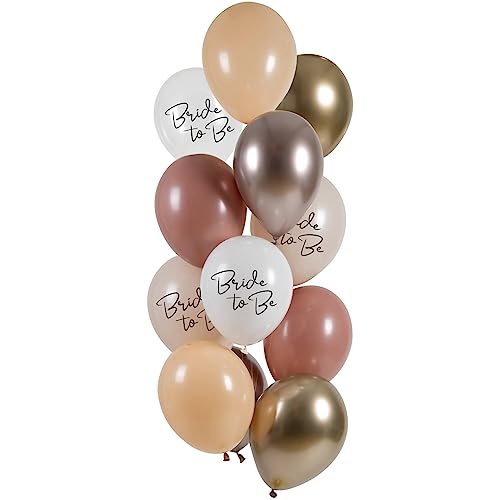 Folat 25162 Bride to Be 33cm-12 Stück-Für Junggesellenabschied Deko Luftballons Set-Latex Ballons in Roségold-Für den Polterabend, Party Hochzeit, Mehrfarbig von Folat
