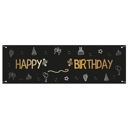 Folat 26837 Party Deko Schwarz Gold Silber - Straßenbanner - Shining Glam - 160 x 50 cm - Für Geburtstag, Jubiläum, inklusive Zahlenstickern mit Zahlen 0 bis 9 Folat 26837 Party Deko Schwarz Gold Silber - Straßenbanner - Shining Glam - 160 x 50 cm - Für Geburtstag, Jubiläum, inklusive Zahlenstickern mit Zahlen 0 bis 9 von Folat