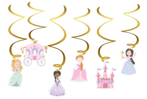 Folat 27490 Prinzessin Geburtstag Deko Rosa - Hängdekoration - Pretty Princess - 6 Stück - Prinzessinparty von Folat