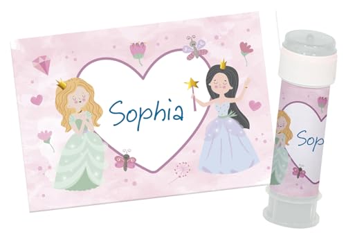 Folat 27498 Prinzessin Geburtstag Deko Rosa - Bubble Soap Sticker - Pretty Princess - 6 Stück - Münzkonfetti Accessoires für Prinzessinschatz Prinzessinparty von Folat