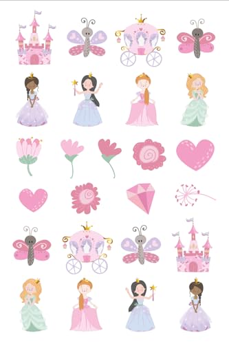 Folat 27499 Prinzessin Geburtstag Deko Rosa - Tätowierungen - Pretty Princess - 25 Stück - Tattoos Schädel Prinzessin Hut Accessoires Prinzessinparty von Folat