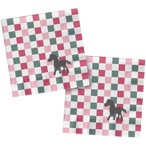 Folat 27504 Pferd Geburtstag Deko Rosa - Servietten - Happy Horse - 33 x 33 cm - 20 Stück - Pferde Partygeschirr für Pferdparty von Folat