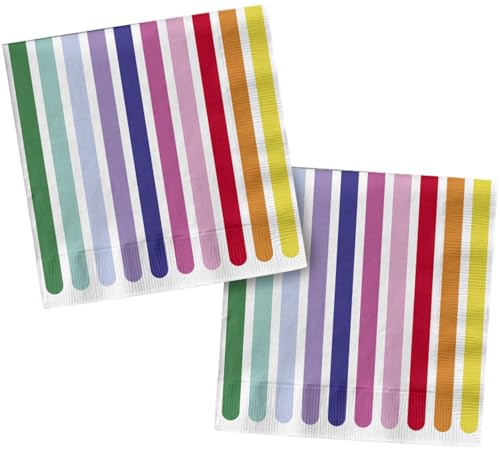 Folat 27769 Geburtstag und Party Dekoration Buntes - Servietten - Stripetastic - 33 x 33 cm - 20 Stück - Partyzubehör für Kinder und Erwachsene von Folat
