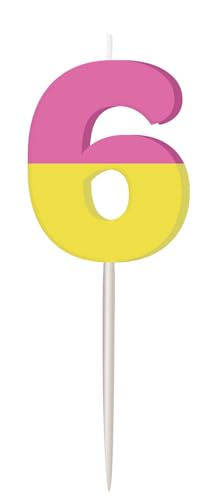 Folat 27795 Geburtstag und Party Dekoration Buntes - Kerze - Stripetastic - Zahl 6 - Partyzubehör für Kinder und Erwachsene von Folat