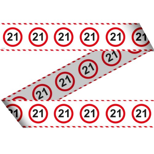 Folat 28421 Party Absperrband Verkehrsschild-15 m-Zahl: 21, rot/weiß Folat 28421 Party Absperrband Verkehrsschild-15 m-Zahl: 21, rot/weiß von Folat