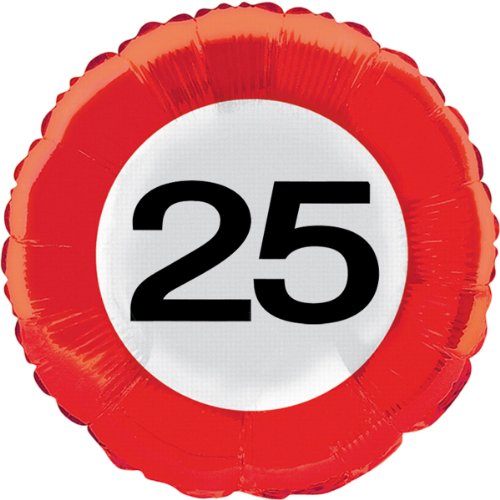 Folat 28525 - Folienballon - 46 cm Verkehrszeichen - Zahl 25-1 STK. Folat 28525 - Folienballon - 46 cm Verkehrszeichen - Zahl 25-1 STK. von Folat
