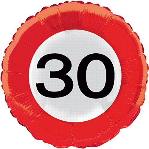Folat 28530 - Folienballon - 46 cm Verkehrszeichen - Zahl 30-1 STK. Folat 28530 - Folienballon - 46 cm Verkehrszeichen - Zahl 30-1 STK. von Folat