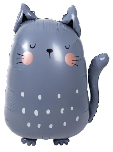 Folat 28585 Luftballon - Form - Katze - 49 x 69 cm - Party Deko Kindergeburtstag, Tiere, Tierthema - Folienballon zum Befüllen mit Helium von Folat