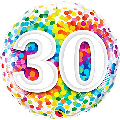 Folat 49526Q Luftballon zum 30. Geburtstag, Regenbogen-Konfetti, 45 cm, Folie, mehrfarbig Folat 49526Q Luftballon zum 30. Geburtstag, Regenbogen-Konfetti, 45 cm, Folie, mehrfarbig von Folat
