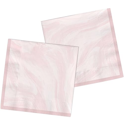 Folat 61917 Paper Party Tableware Servietten Marmor Rosa 33x33cm - 20 Stück Einweggeschirr Servietten für Geburtstagsfeier, Babyparty, Hochzeit, Brautparty von Folat