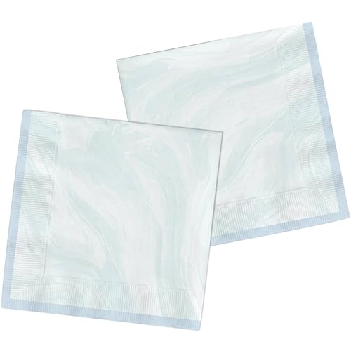 Folat 61920 Paper Party Tableware Servietten Marmor Blau 33x33cm - 20 Stück Einweggeschirr Servietten für Geburtstagsfeier, Babyparty, Hochzeit, Brautparty von Folat