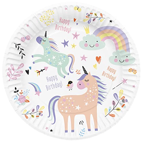 Folat 61927 Paper Party Tableware Pappteller Rund Ø 23cm Unicorns & Rainbows 23cm - 8 Stück Einweggeschirr Teller für Geburtstagsfeier, Babyparty, Hochzeit, Brautparty Folat 61927 Paper Party Tableware Pappteller Rund Ø 23cm Unicorns & Rainbows 23cm - 8 Stück Einweggeschirr Teller für Geburtstagsfeier, Babyparty, Hochzeit, Brautparty von Folat