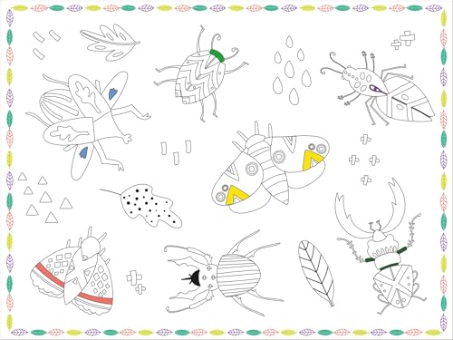 Folat 62803 Kindergeburtstag Deko Waldtiere Ausmal-Tischsets-Buzzing Bugs-40 x 30 cm-6 Stück-Party Geschirr Papier, Weiß von Folat