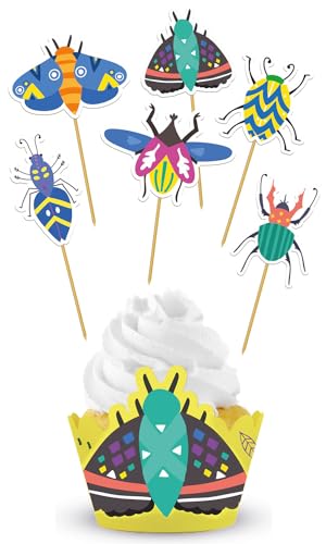 Folat 62814 Kindergeburtstag Waldtiere Cupcake Deko Set-Buzzing Bugs-12 Stück-Party Geschirr Papier, Mehrfarbig von Folat