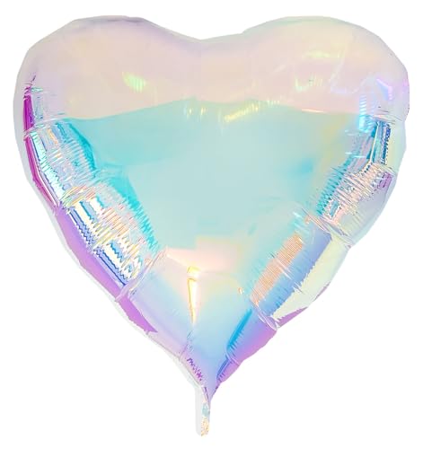 Folat 62944 Herz Ballons XXL Irisierende holographische 103 x 107 cm - - Party Dekorationen für Hochzeit Verlobung Heiratsantrag Babyparty Geburtstag von Folat