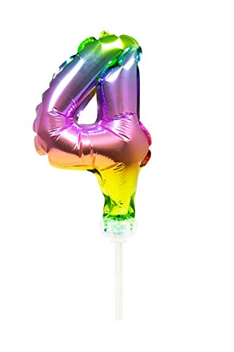 Folat 63064 Folienballon Tortendeko Regenbogen Zahl 4-13cm, Mehrfarbig Folat 63064 Folienballon Tortendeko Regenbogen Zahl 4-13cm, Mehrfarbig von Folat