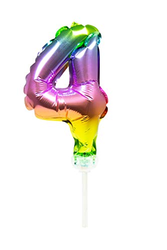 Folat 63064 Folienballon Tortendeko Regenbogen Zahl 4-13cm, Mehrfarbig, 13 cm von Folat