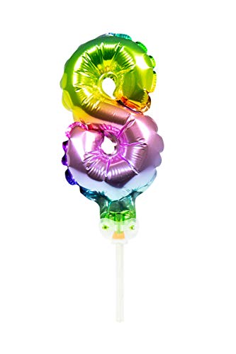 Folat 63068 Folienballon Tortendeko Regenbogen Zahl 8-13cm, Mehrfarbig von Folat