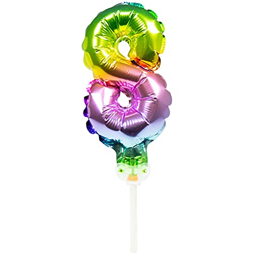 Folat 63068 Folienballon Tortendeko Regenbogen Zahl 8-13cm, Mehrfarbig von Folat