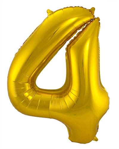 Folat 631846 - Folienballon Zahl 4 - gold - ca. 86 cm von Folat