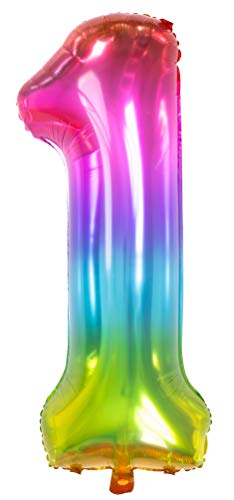 Folat 63241 Folienballon Yummy Gummy Rainbow Ziffer/Zahl 1-86 cm, Mehrfarbig von Folat