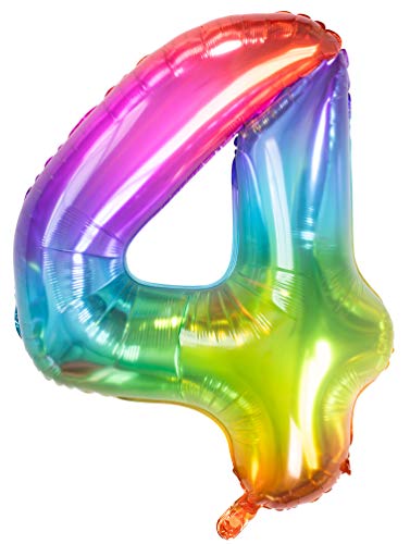 Folat 63244 Folienballon Yummy Gummy Rainbow Ziffer/Zahl 4-86 cm, Mehrfarbig von Folat